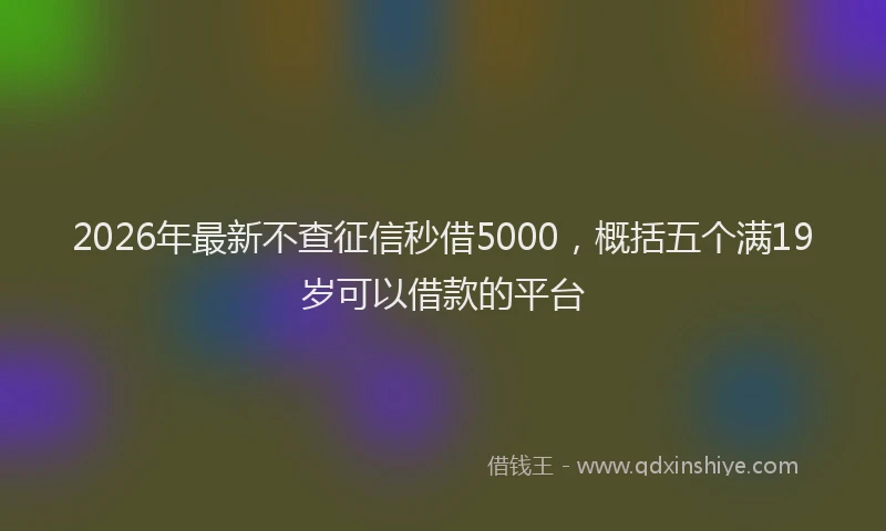 2026年最新不查征信秒借5000，概括五个满19岁可以借款的平台