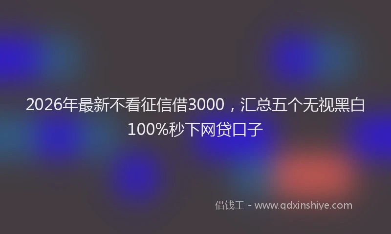 2026年最新不看征信借3000,汇总五个无视黑白100%秒下网贷口子