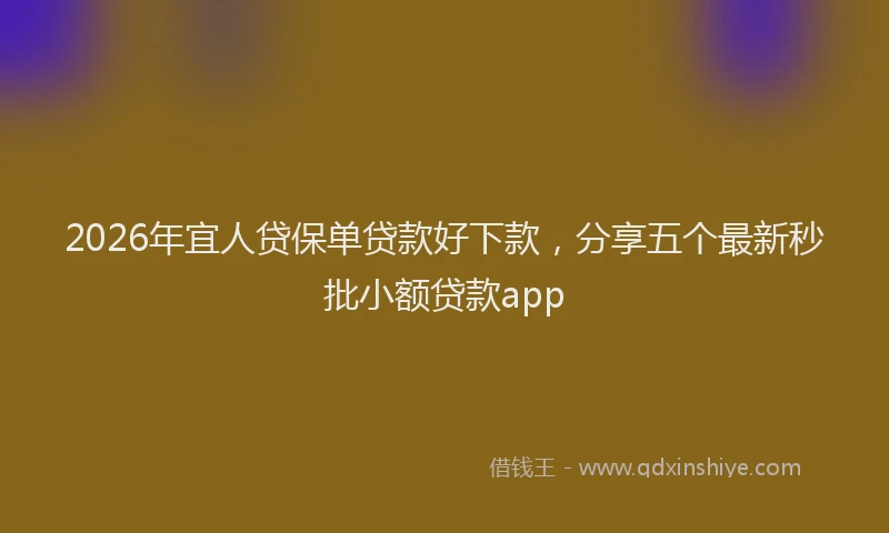 2026年宜人贷保单贷款好下款,分享五个最新秒批小额贷款app