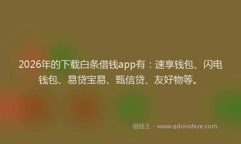 2026年的下载白条借钱app有:速享钱包、闪电钱包、易贷宝易、甄信贷、友好物等。