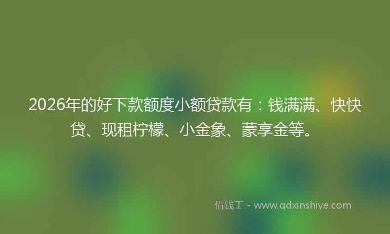 2026年的好下款额度小额贷款有：钱满满、快快贷、现租柠檬、小金象、蒙享金等。