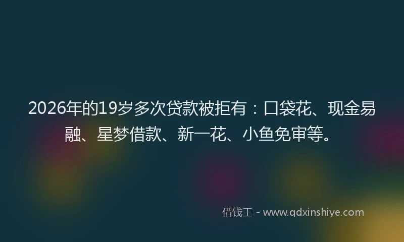 2026年的19岁多次贷款被拒有:口袋花、现金易融、星梦借款、新一花、小鱼免审等。