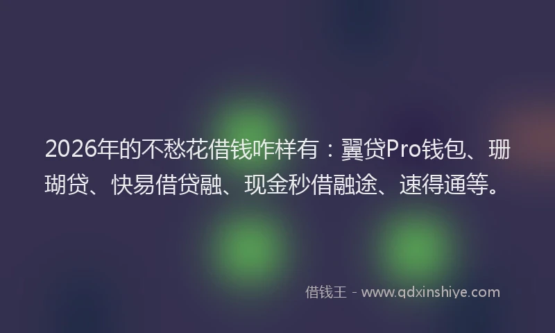 2026年的不愁花借钱咋样有:翼贷Pro钱包、珊瑚贷、快易借贷融、现金秒借融途、速得通等。