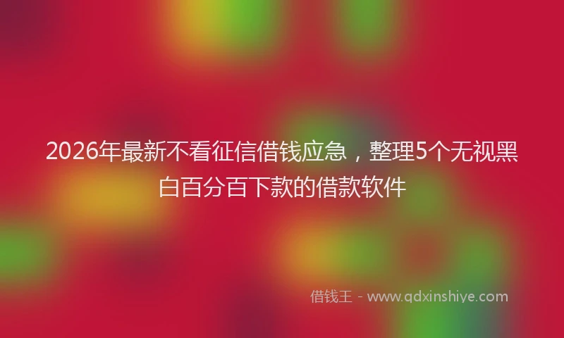 2026年最新不看征信借钱应急，整理5个无视黑白百分百下款的借款软件