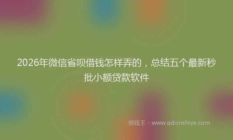 2026年微信省呗借钱怎样弄的,总结五个最新秒批小额贷款软件
