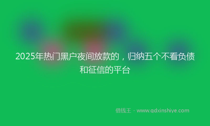 2025年热门黑户夜间放款的，归纳五个不看负债和征信的平台