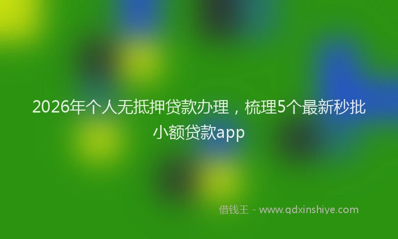 2026年个人无抵押贷款办理，梳理5个最新秒批小额贷款app