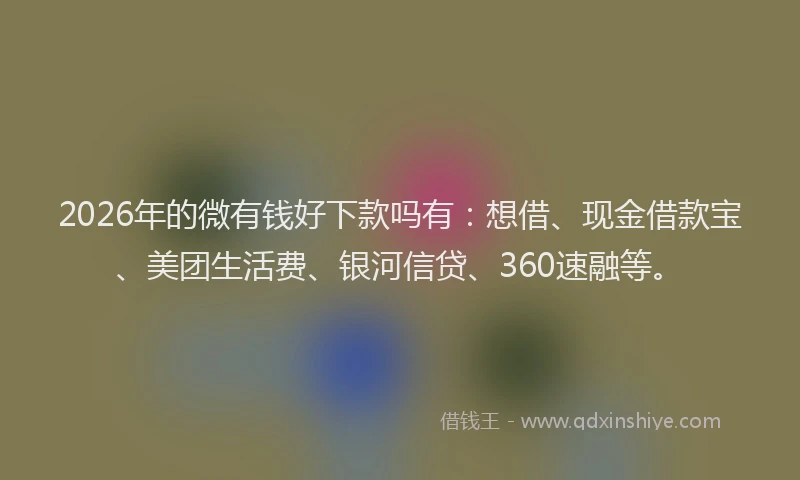 2026年的微有钱好下款吗有：想借、现金借款宝、美团生活费、银河信贷、360速融等。