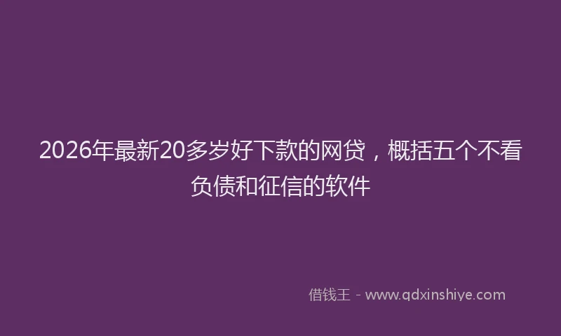 2026年最新20多岁好下款的网贷，概括五个不看负债和征信的软件