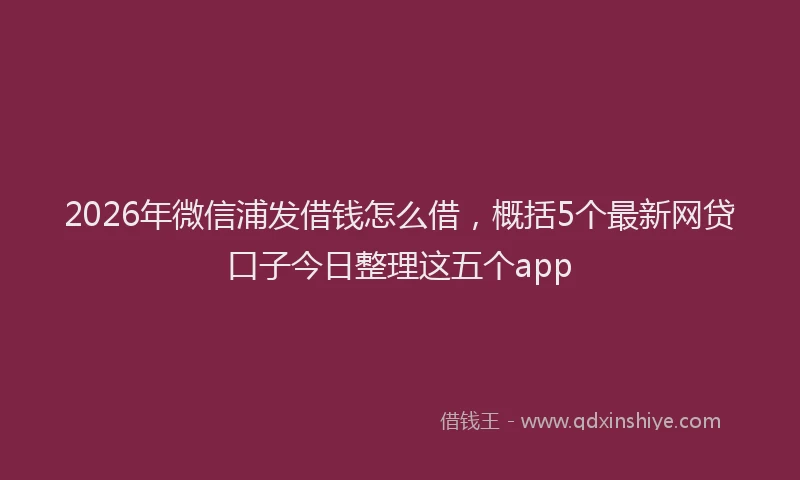 2026年微信浦发借钱怎么借,概括5个最新网贷口子今日整理这五个app