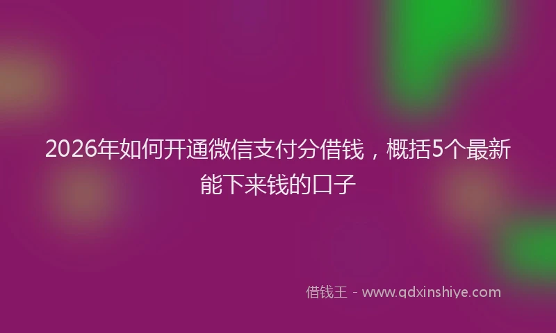 2026年如何开通微信支付分借钱，概括5个最新能下来钱的口子