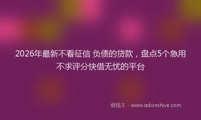 2026年最新不看征信 负债的贷款，盘点5个急用不求评分快借无忧的平台