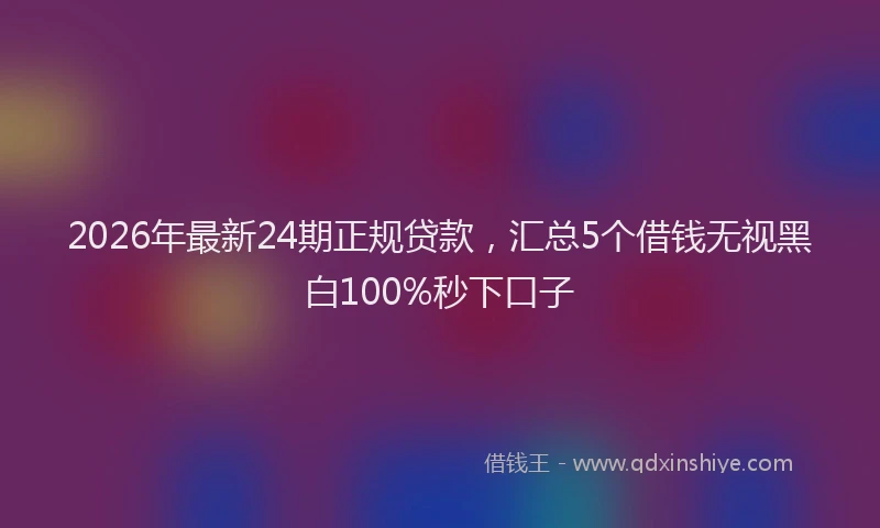 2026年最新24期正规贷款，汇总5个借钱无视黑白100%秒下口子