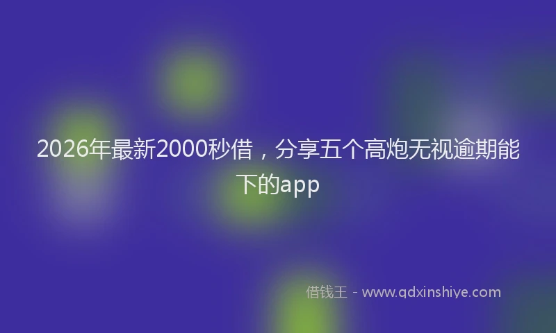 2026年最新2000秒借,分享五个高炮无视逾期能下的app
