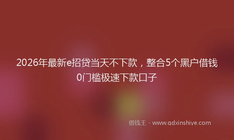 2026年最新e招贷当天不下款,整合5个黑户借钱0门槛极速下款口子