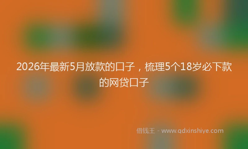 2026年最新5月放款的口子，梳理5个18岁必下款的网贷口子