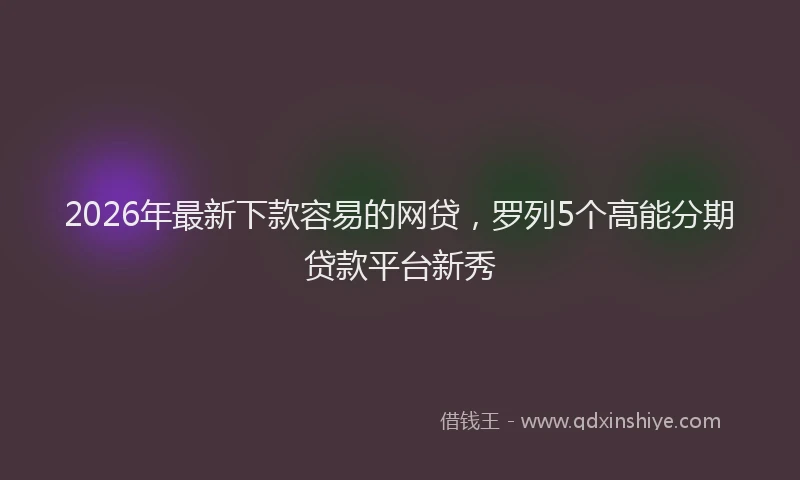 2026年最新下款容易的网贷,罗列5个高能分期贷款平台新秀