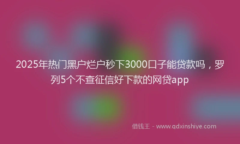 2025年热门黑户烂户秒下3000口子能贷款吗，罗列5个不查征信好下款的网贷app