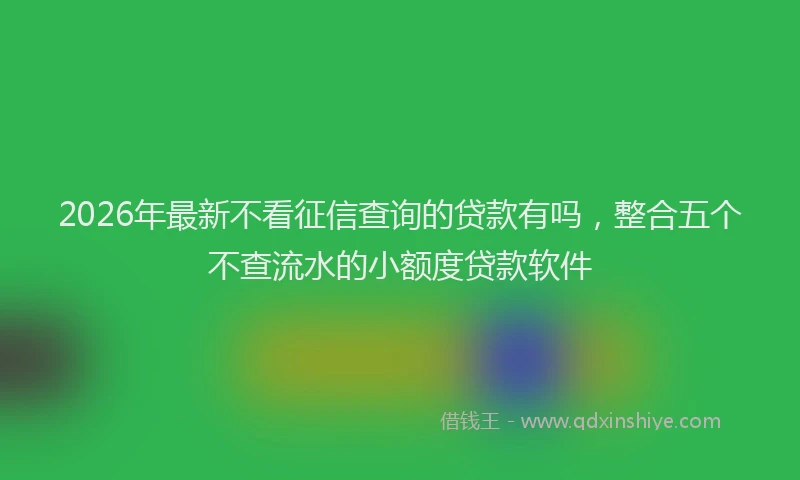 2026年最新不看征信查询的贷款有吗，整合五个不查流水的小额度贷款软件