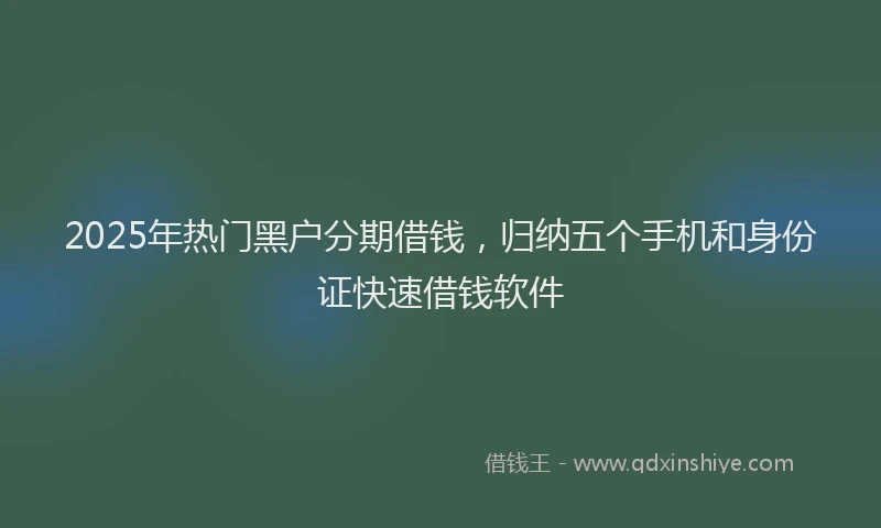 2025年热门黑户分期借钱，归纳五个手机和身份证快速借钱软件