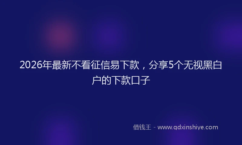 2026年最新不看征信易下款,分享5个无视黑白户的下款口子