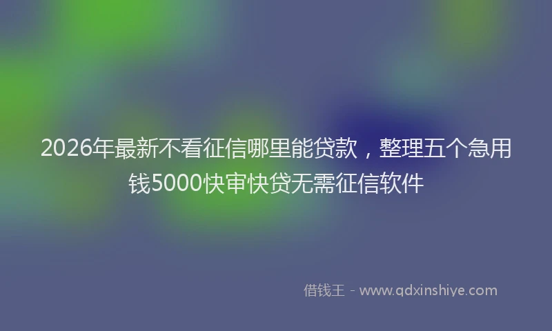 2026年最新不看征信哪里能贷款，整理五个急用钱5000快审快贷无需征信软件