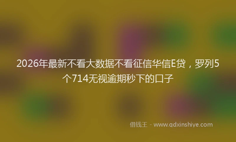 2026年最新不看大数据不看征信华信E贷,罗列5个714无视逾期秒下的口子