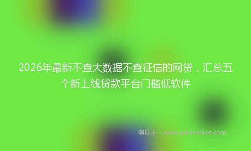 2026年最新不查大数据不查征信的网贷，汇总五个新上线贷款平台门槛低软件