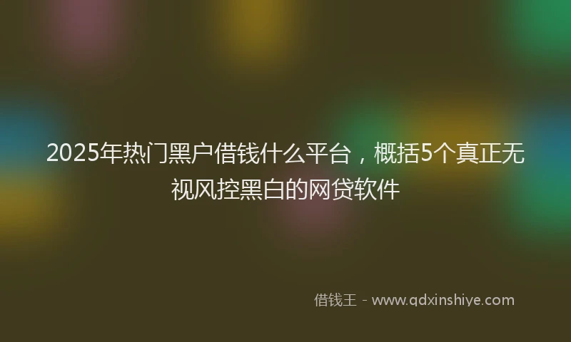 2025年热门黑户借钱什么平台，概括5个真正无视风控黑白的网贷软件