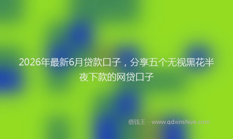 2026年最新6月贷款口子，分享五个无视黑花半夜下款的网贷口子