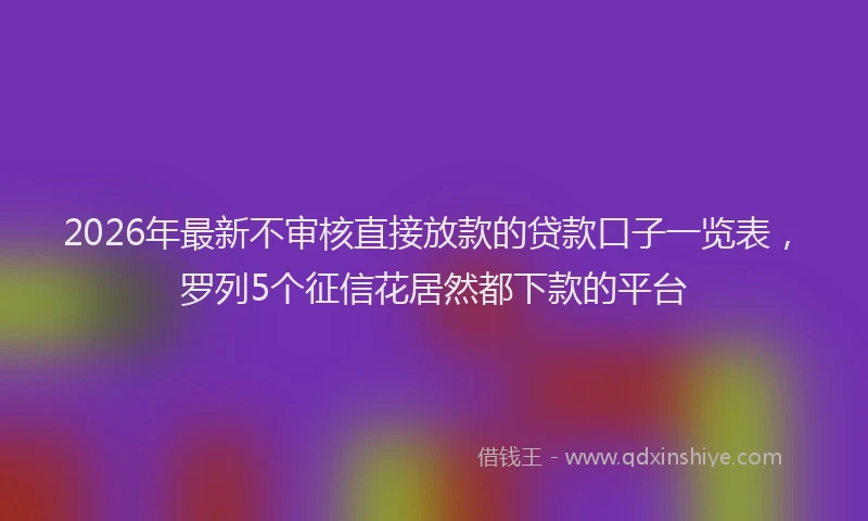 2026年最新不审核直接放款的贷款口子一览表,罗列5个征信花居然都下款的平台