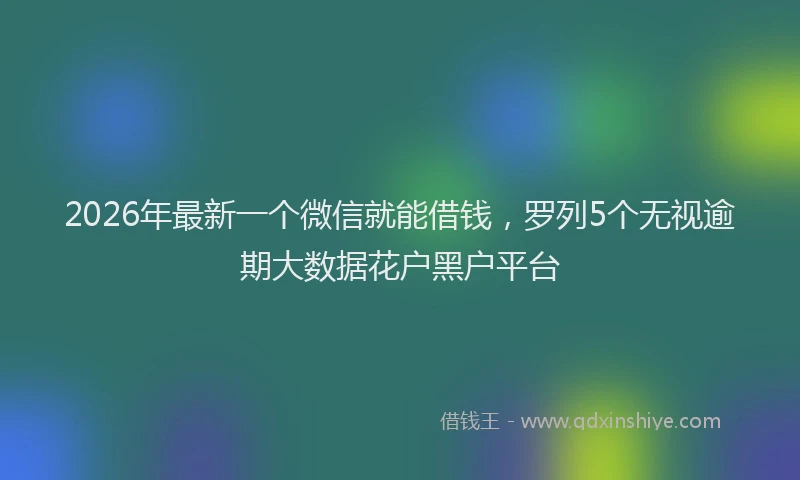 2026年最新一个微信就能借钱，罗列5个无视逾期大数据花户黑户平台