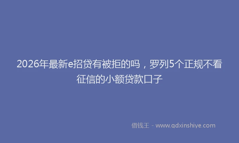 2026年最新e招贷有被拒的吗,罗列5个正规不看征信的小额贷款口子