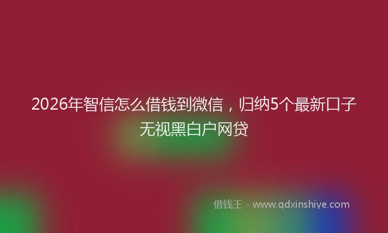 2026年智信怎么借钱到微信，归纳5个最新口子无视黑白户网贷