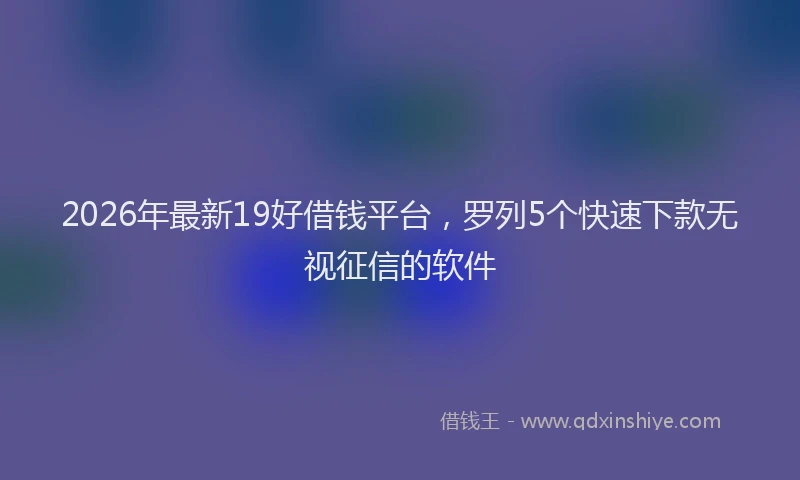 2026年最新19好借钱平台,罗列5个快速下款无视征信的软件