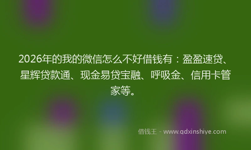 2026年的我的微信怎么不好借钱有：盈盈速贷、星辉贷款通、现金易贷宝融、呼吸金、信用卡管家等。