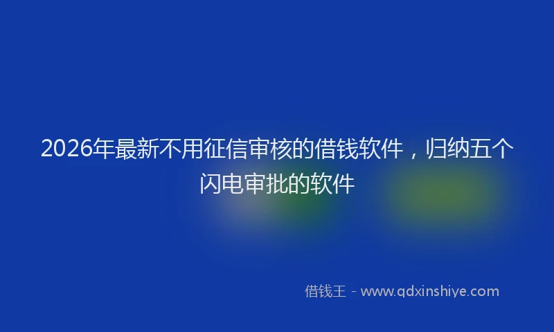 2026年最新不用征信审核的借钱软件,归纳五个闪电审批的软件