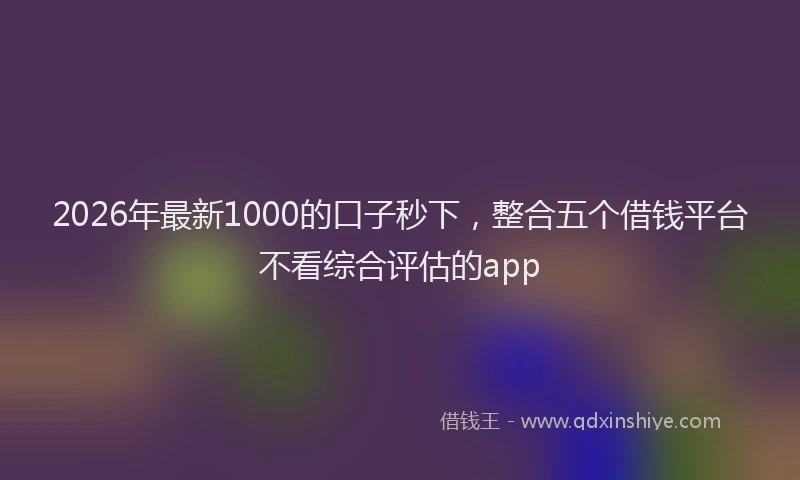 2026年最新1000的口子秒下，整合五个借钱平台不看综合评估的app