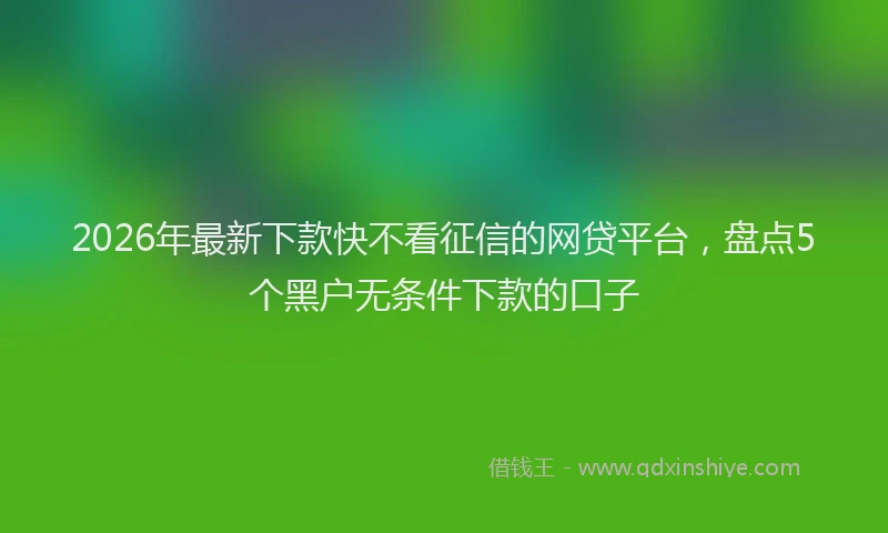 2026年最新下款快不看征信的网贷平台,盘点5个黑户无条件下款的口子