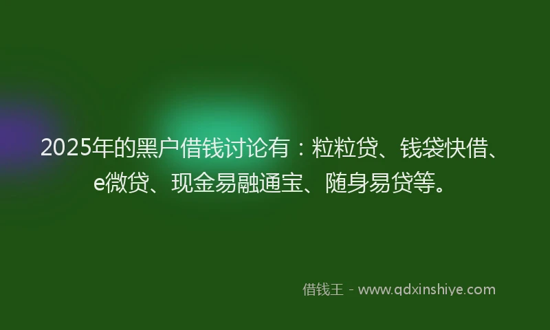 2025年的黑户借钱讨论有：粒粒贷、钱袋快借、e微贷、现金易融通宝、随身易贷等。