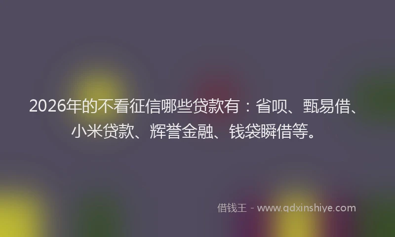 2026年的不看征信哪些贷款有:省呗、甄易借、小米贷款、辉誉金融、钱袋瞬借等。