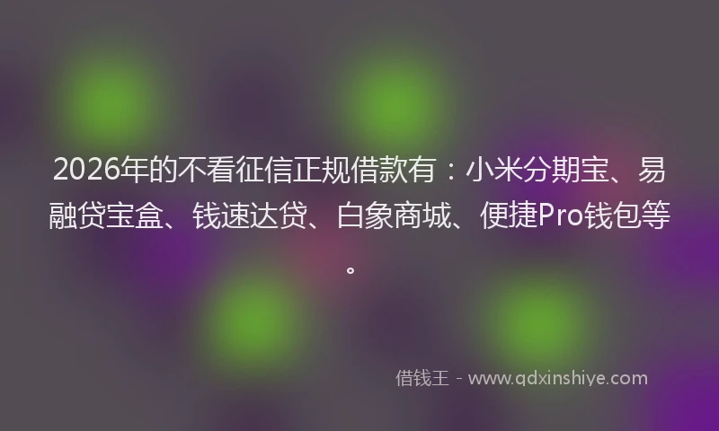 2026年的不看征信正规借款有:小米分期宝、易融贷宝盒、钱速达贷、白象商城、便捷Pro钱包等。