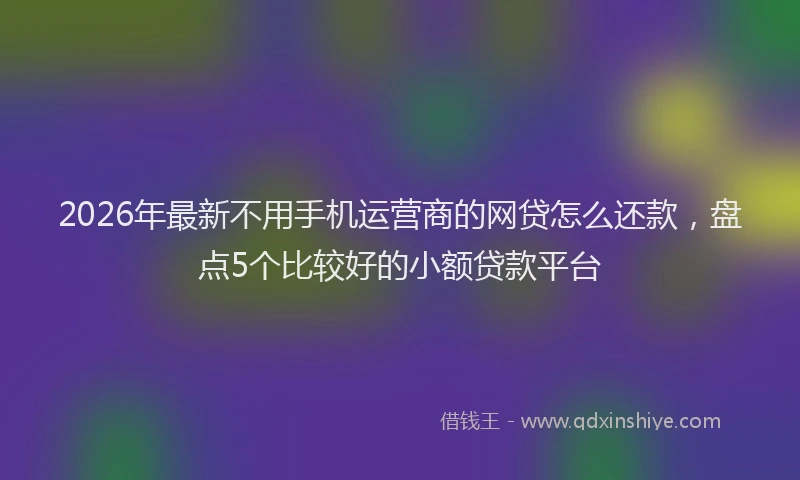 2026年最新不用手机运营商的网贷怎么还款,盘点5个比较好的小额贷款平台