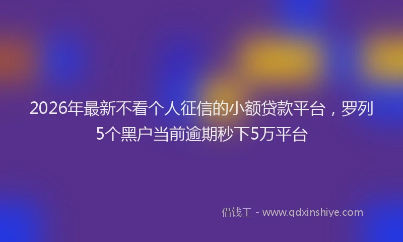 2026年最新不看个人征信的小额贷款平台,罗列5个黑户当前逾期秒下5万平台