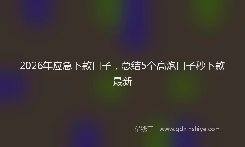 2026年应急下款口子,总结5个高炮口子秒下款最新