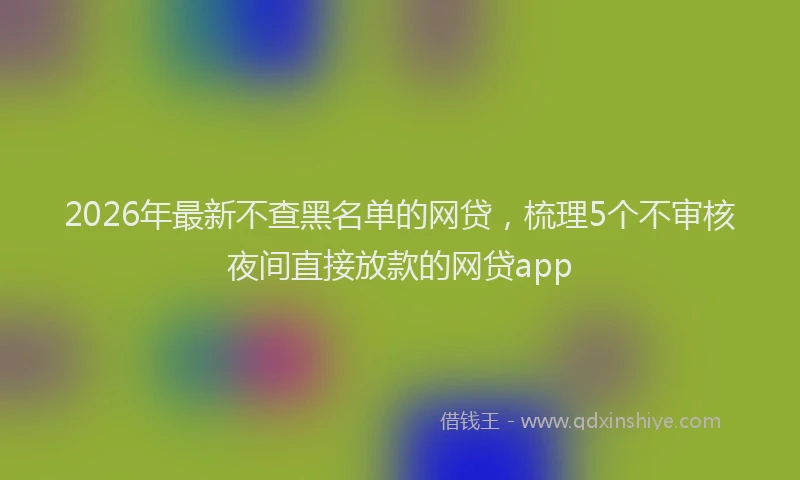 2026年最新不查黑名单的网贷，梳理5个不审核夜间直接放款的网贷app