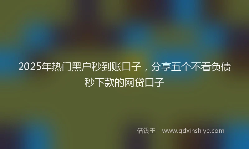 2025年热门黑户秒到账口子,分享五个不看负债秒下款的网贷口子