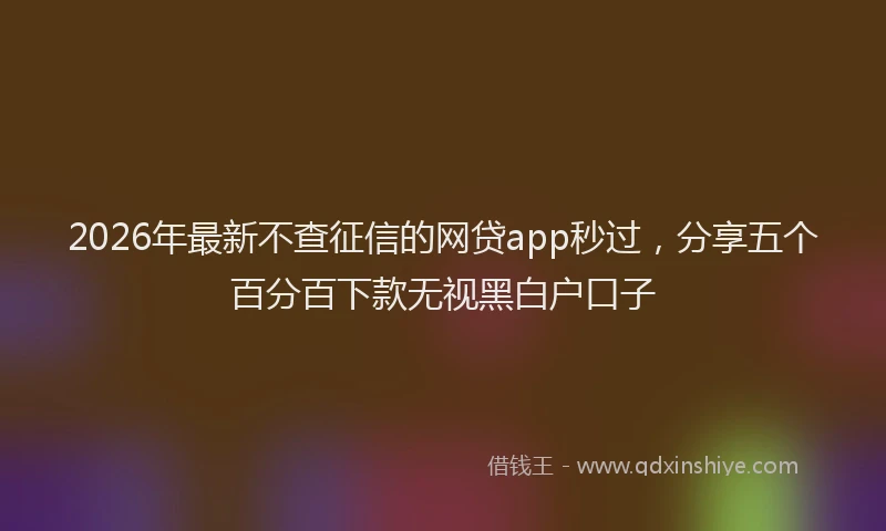 2026年最新不查征信的网贷app秒过,分享五个百分百下款无视黑白户口子