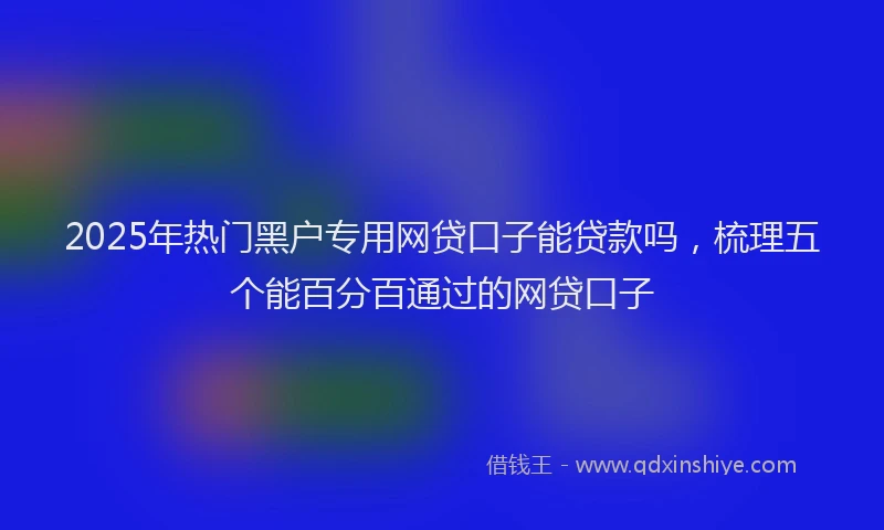 2025年热门黑户专用网贷口子能贷款吗，梳理五个能百分百通过的网贷口子