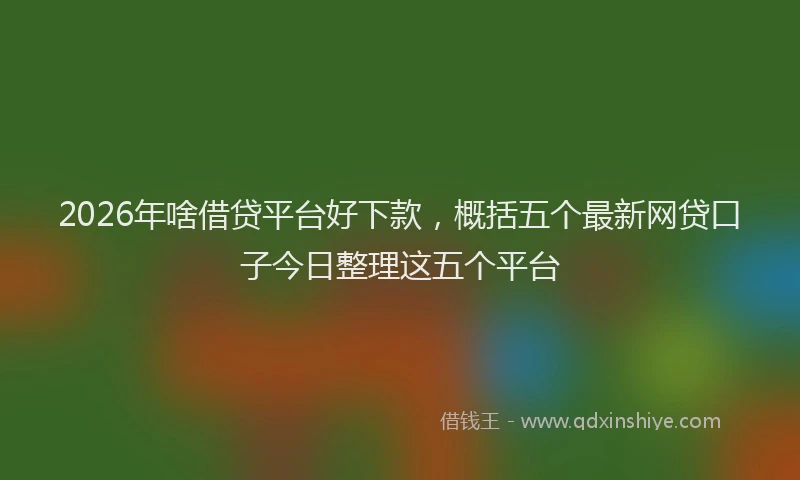 2026年啥借贷平台好下款,概括五个最新网贷口子今日整理这五个平台
